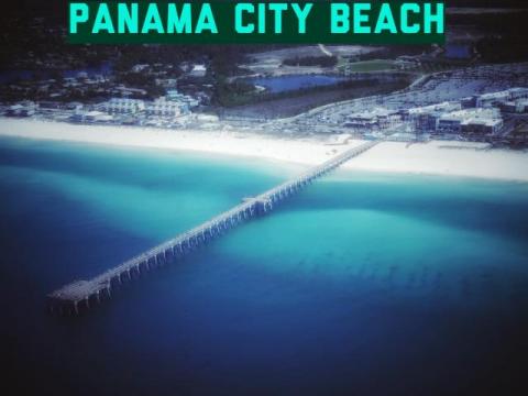panama city beach florida aerial view of beach and pier
